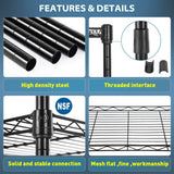 Adjustable NSF-Certified Metal Shelf Wire Shelving Unit Storage for Small Places Restaurant Garage Pantry Kitchen Garage Rack (Black, 16.7L×11.8W×47.6H) BestOffice
