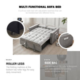 ECHINGLE Futon Sofa Bed, 3 in 1 Sleeper Sofa Couch Bed with Armrests, Storage Pockets and 2 Pillows, Adjustable Backrest, Sofa Bed Couch for Living Room, Bedroom, Office,Reading Room(Grey) ECHINGLE