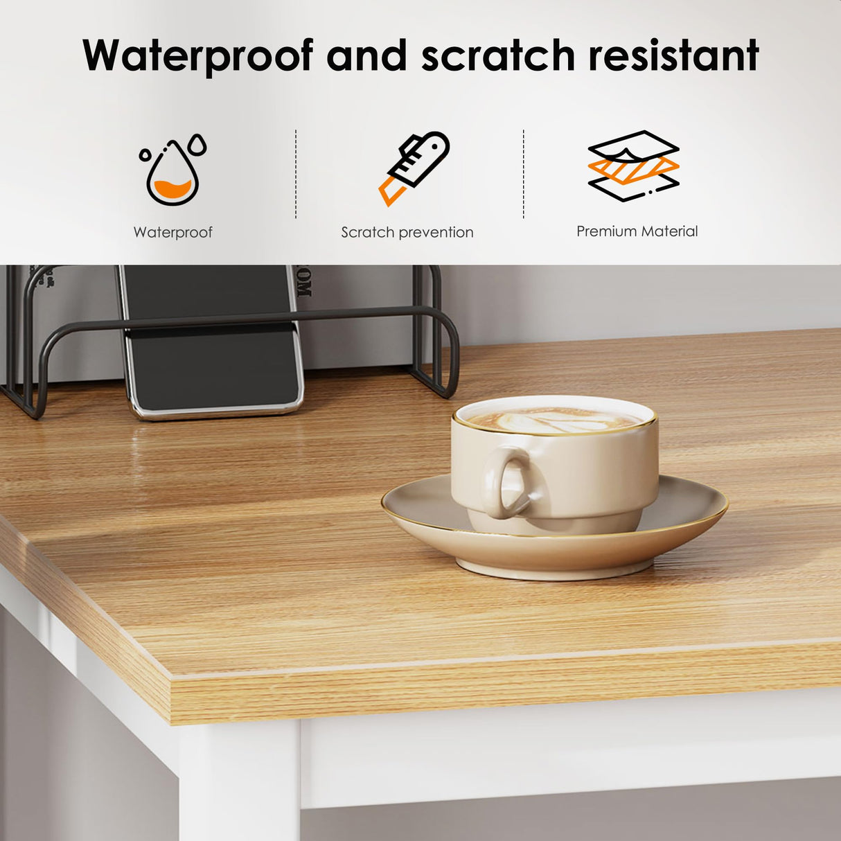 DlandHome 63 inches X-Large Computer Desk, Composite Wood Board, Decent and Steady Home Office Desk/Workstation/Table, BS1-160TW Teak and White Legs, 1 Pack DlandHome