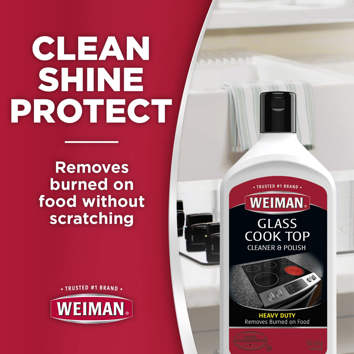 Weiman Non-Abrasive, No Scratch Induction Glass Ceramic Stove Cooktop Heavy Duty Cleaner and Polish, 20 Ounce Weiman