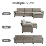 VINGLI 122" Cloud Double-Layer Deep Convertible Sectional Sofa, Comfy L-Shape 3-Seat Couches for Living Room, Modern Couch with Movable Ottoman for Small Space, Light Grey, Chenille VINGLI