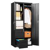 Anxxsu Metal Storage Cabinets Locker, 67" Locker with Clothes Rod, Lockable Freestanding Wardrobe for Office, Home, School, Laundry Room, Gym (Black) Anxxsu