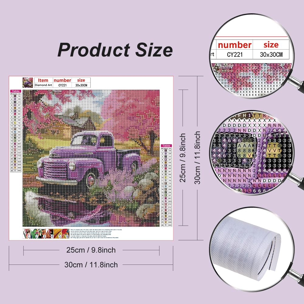 Stalente Diamond Painting Kits for Adults, 5D DIY Diamond Art Kits for Beginners Round Full Drill Diamond Painting for Home Wall Decoration Gift 12×12inch, Truck Stalente
