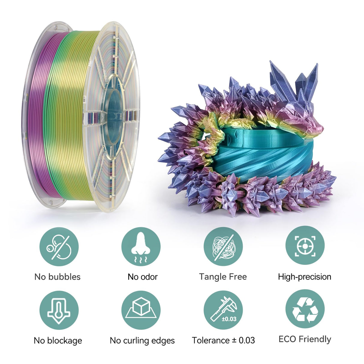 Kingroon Silk PLA Filament 1.75mm Rainbow Filament 3D Printer Filament Color Changing Filament 1kg Dimensional Accuracy ±0.03mm,Fit Most 3D Printers(Lovely) Kingroon
