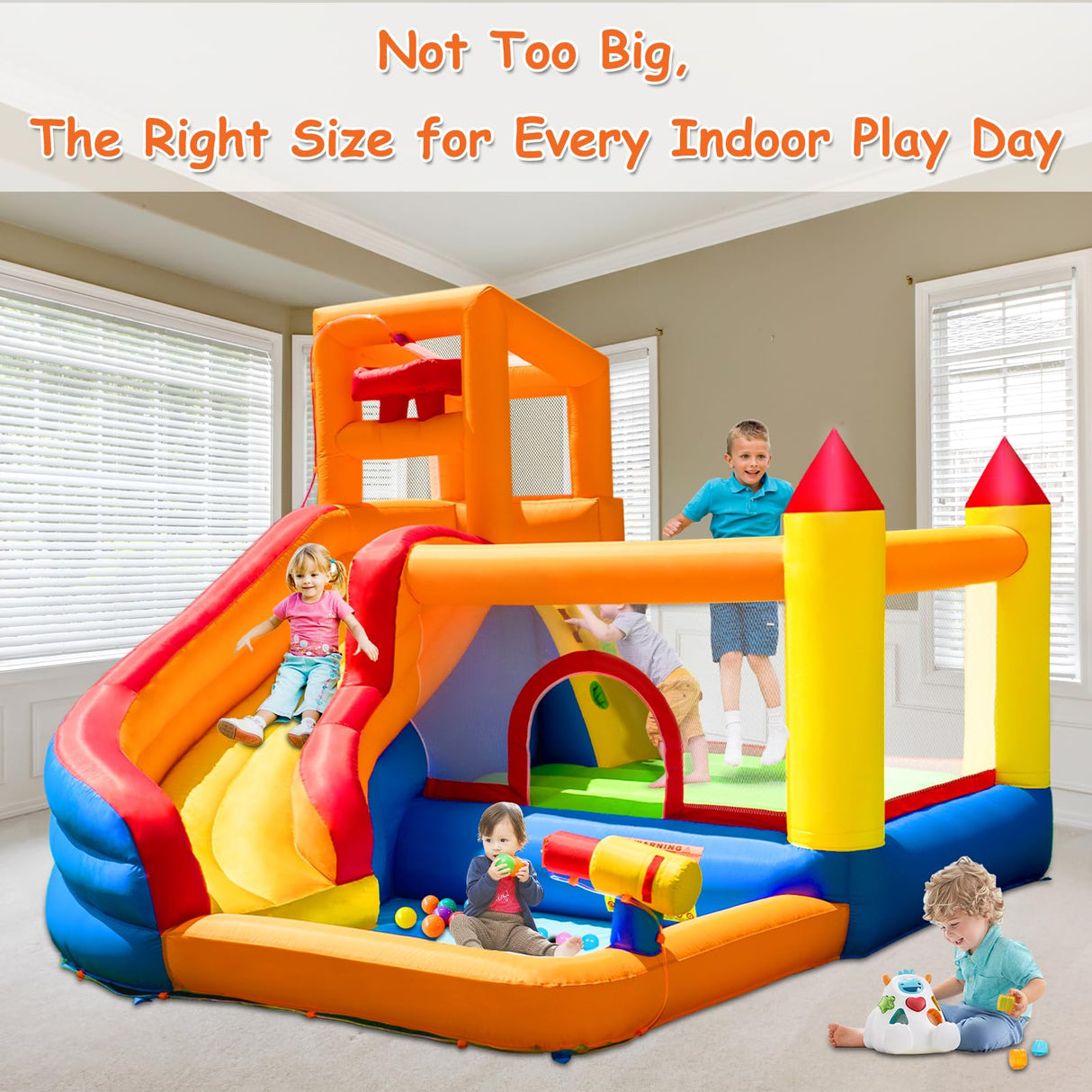 HuaKastro Inflatable Bounce House Water Slide – Backyard Water Park for Kids with Slide, Pool (Ball Pit), and Bucket Dump for Outdoor/Indoor Play, Perfect for Summer Fun (Blower Included) HuaKastro