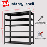 LI JIU HOME 6-Tier 55" W x 24" D x 84" H Garage Shelving 3500LBS Storage Shelves Heavy Duty Metal Shelf Unit Adjustable Basement Industrial Storage Racks (6T-84 * 55 * 24) LI JIU HOME