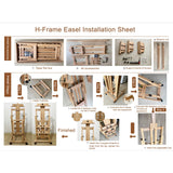 foriy H Frame Easel Multi-Function Studio Easel Solid Beech Wood Easel Adjustable Painting Canvas Holder Stand Tilts Flat Artist Easel with Locking Caster Wheels foriy