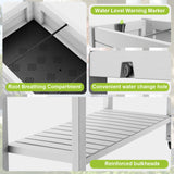 GYMHILL Elevated Raised Garden Bed with Wheels,Outdoor Large Resin Patio Planter Box Stand Divisible with Drain Plug,Water Monitor for Plants Vegetables Flowers Fruits(Ashen) GYMHILL