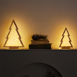 SOONOW Christmas Decorations, Wooden Christmas Tree, Tabletop Christmas Tree with Lights, Small Lighted Christmas Trees Decor for Table Top Mantle Shelf, 2 Pack (Large 14.2" H & Small 10.2" H) SOONOW