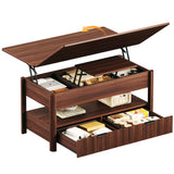 HUAHUU 40" Lift Top Coffee Table, 4 in 1 Square Coffee Table with Storage Shelf & 2 Drawers, Modern Coffee Tables with Lift Tabletop, Converts to Dining Table for Living Room, Home Office, Walnut HUAHUU
