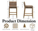 EALSON Mid Century Rattan Bar Stools Set of 4 Modern Farmhouse Barstools with Leather Woven Backs 26 Inch Wooden Counter Stool Breakfast Upholstered Bar Chairs for Kitchen Island, Brown EALSON