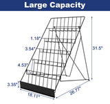 Suuiwau 6 Tier Wire Countertop Rack,18" Wide Metal Book Display Rack Magazine Rack with Sign Channel,Foldable Retail Vendor Booth Display Stand for Greeting Card,Brochure,Art Print,CD,Craft,Comic Suuiwau