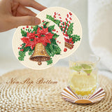 eniref 8 Pcs Christmas Diamond Art Coasters Kits with Holder, Chirstmas Bell Candy Candle Diamond Pinting Coasters Acrylic Cup Coaster with Cork Pads for Tabletop Protection 10×10 CM eniref