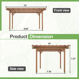 Outdoor Pergola 10x12 FT Wooden Pergola Gazebo - 100% Sturdy Solid Wood Outdoor Gazebo for Backyard, Patio, Deck, Lawn Backyard Pergola Waterproof & Windproof Outdoor Garden Shelter for Year-Round Use RocVanc