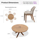 PURPLE LEAF 7 Pieces Round Dining Set Patio Aluminum Modern Round Table and Wicker Chairs with Cushions for Kitchen Backyard Garden Outdoor Furniture Sets PURPLE LEAF