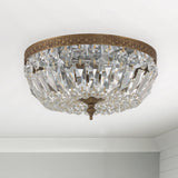 Crystorama 3 Light Clear Italian Crystal Olde Brass Flush Mount Crystorama