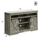 FansaFurn Farmhouse TV Stand for 65+ Inch TV, 34'' Tall Entertainment Center with Sliding Barn Doors, Rustic Wood Media Console Storage Cabinet Television Stand for Living Room, Bedroom Light Grey FansaFurn