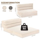 JUIKURY Folding Sofa Bed, Convertible Sleeper Chair with Pilow Foldable Matress, 2 in 1 Pull Out Loveseat Sofa Portable Fold Out Chair Bed Comfy Floor Couch Lounge for Living Room Bedroom,Beige,Twin JUIKURY