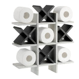 Weysat Tic Tac Toe Toilet Paper Holder Stand Bathroom Wall Decor Rustic Wooden Hanging Storage Freestanding Wall Mounted Shelves Decor for Toilet Tissue Farmhouse Weysat