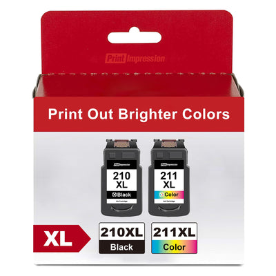 210XL and 211XL Ink Cartridges Replacement for Canon 210 XL and 211 XL Ink Cartridges 211XL Color 210XL Black Ink Cartridge Work for IP2702 MP230 MP250 MP280 MP480 MX320 MX330 MX340 (1 Black,1 Color)