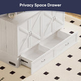 ijuicy Queen Size Murphy Bed with Foldable Foam Mattress, Cube Cabinet Bed with Multifunctional Charging Station & Extra Large Storage Drawers, Space-Saving Hideaway Bed for Guests-Pure White ijuicy