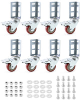 QWORK Storage Rack Caster Wheels, 8 Pack 3" Heavy Duty 500 lb. Max Total Capacity Storage Shelf Accessories, Fit for Boltless Self Locking Shelving Racks QWORK