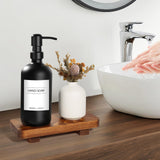 KASUNTING Small Wood Tray Pedestal Stand Farmhouse Bathroom Decor Decorative Wooden Riser Kitchen Soap Dish Holder/Tray for Vanity, Counter, Sink Kasunting