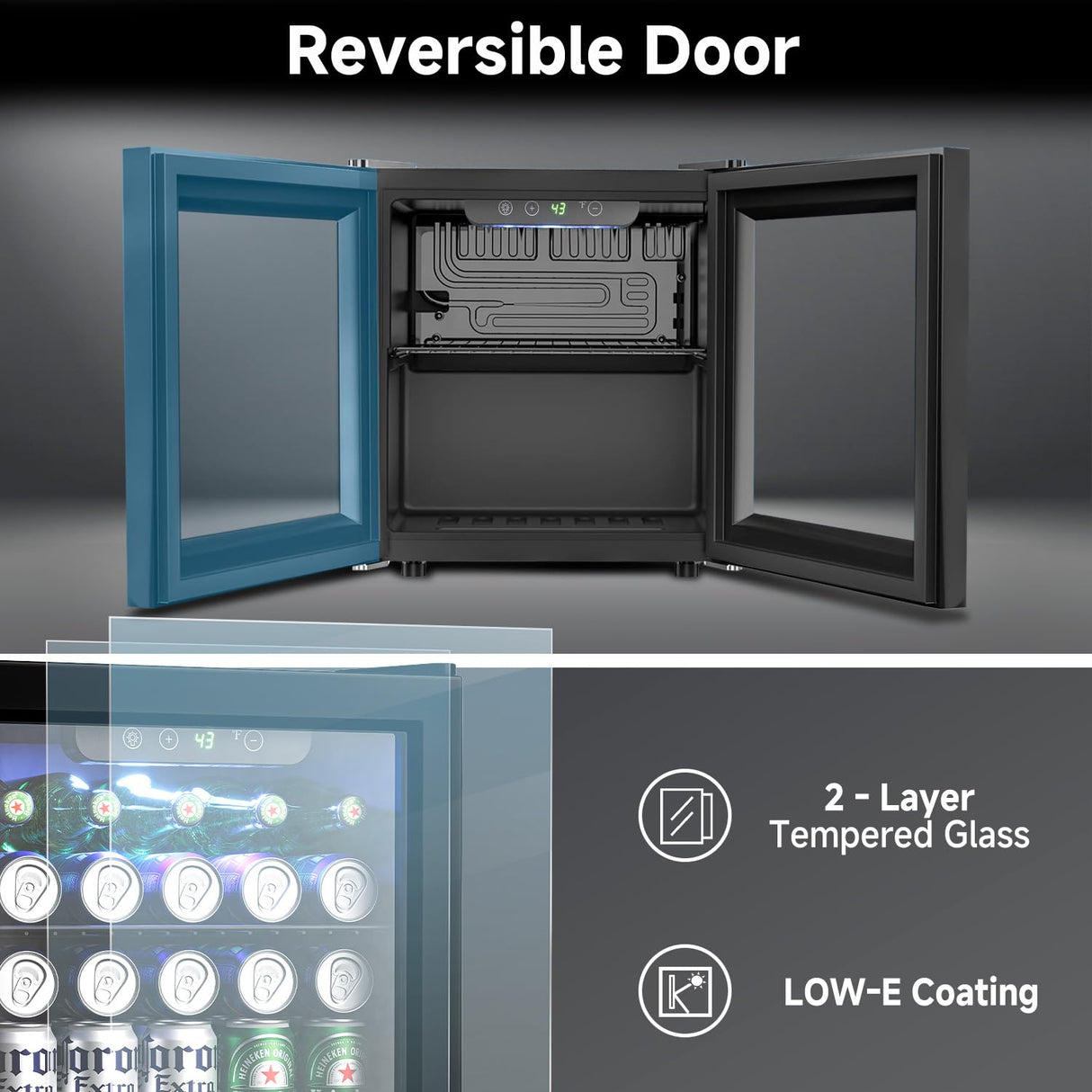 Feelfunn Beverage Refrigerator Cooler - 12 Bottle 50 Can Mini Fridge with Glass Door, Soda Wine Beer Drink Fridge - Small Refrigerator for Office Home Bedroom Dorm Bar, 1.3 Cu.Ft, Black Feelfunn