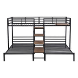 Harper & Bright Designs Metal Triple Bunk Bed with Stairs, 3 Beds Bunk Bed, Twin Over Twin & Twin Bunk Bed with Storage Shelves Staircase, for Kids Teens Adults, Black Harper & Bright Designs