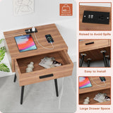 Our Modern Space 2 SET Nightstand with Charging Port and Wooden Drawers - Perfect for Small Side Table, Night Stand Night Stand - Walnut End Table, Dresser for Bedroom, Living Room, Dorm Our Modern Space
