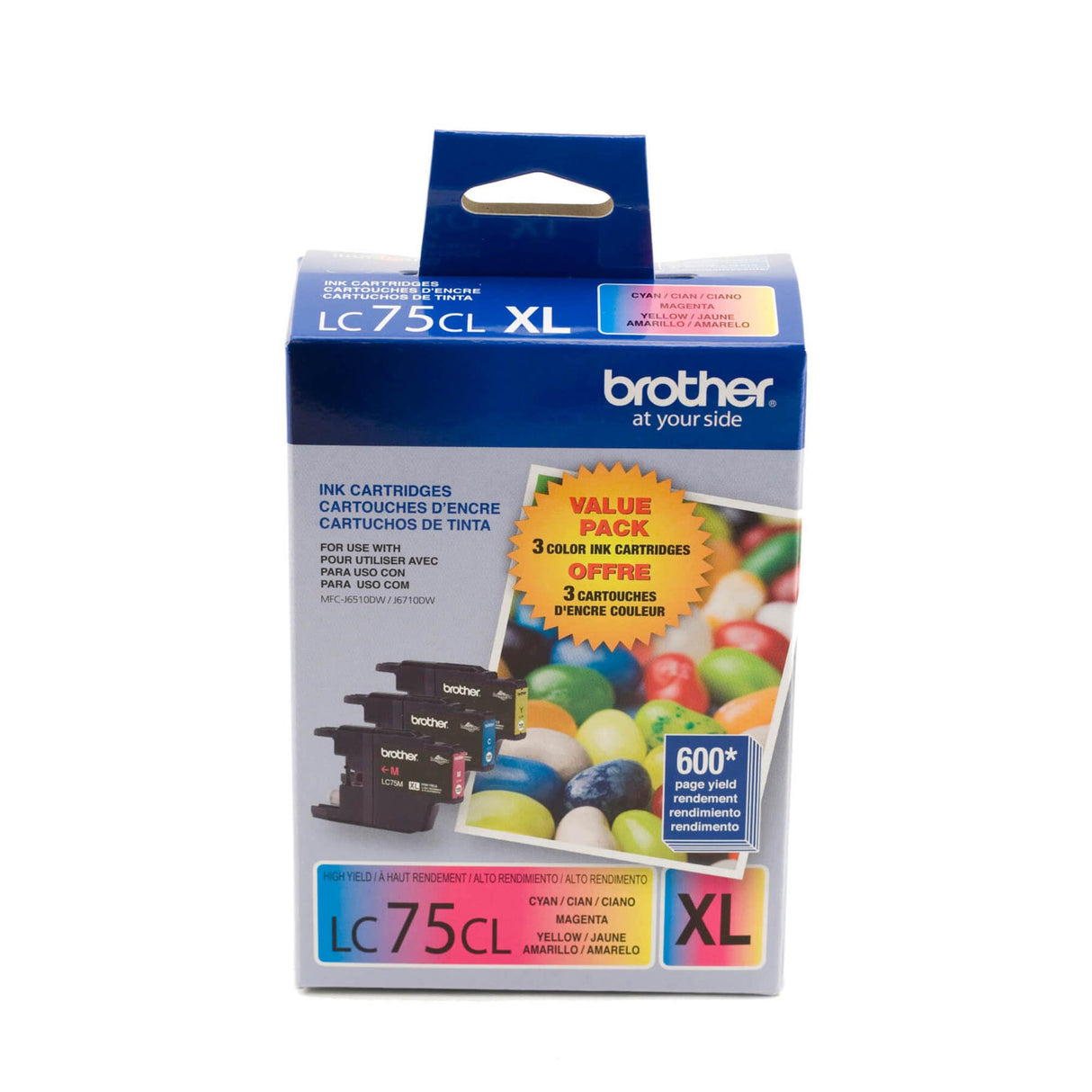 Brother LC753PKS XL High Yield 3 Pack - 1 Each LC75C, LC75M, LC75Y Ink, Yellow/cyan/magenta Brother