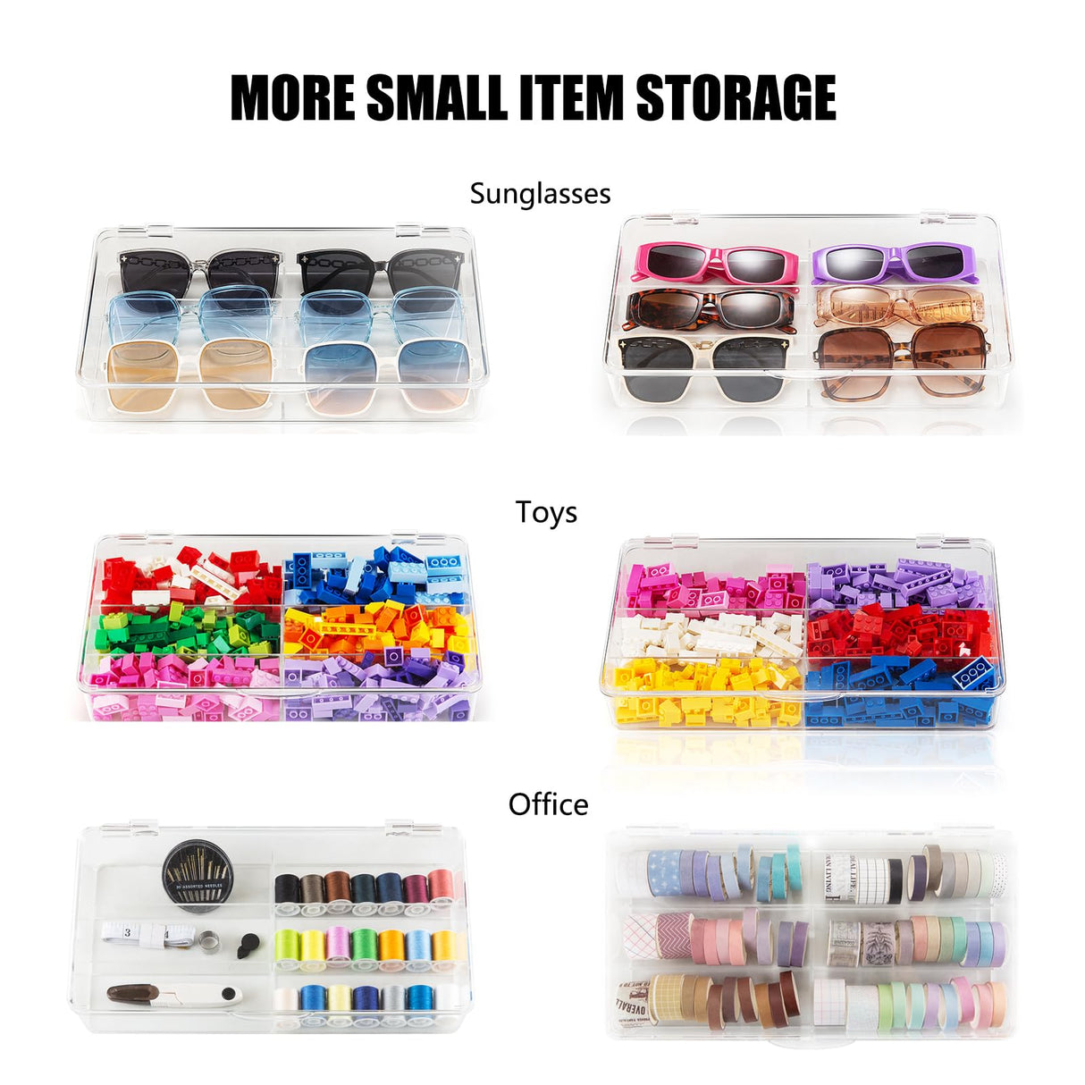 BOPai Acrylic Sunglasses Organizer with Lid, Stackable Glasses Storage Organizer - 2 Pack BOPai