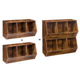 HOOBRO Rustic Brown 3-Bin Toy Storage Cubby and Children's Bookshelf HOOBRO