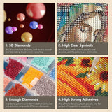 FHBUBPUP Virgin Mary Diamond Painting Kits for Adults, Flower Diamond Art Kits for Beginners, 5D DIY Full Drill Round Gem Art, Paint with Diamond Beads Craft Christmas Home Wall Decor 12x12 inch FHBUBPUP