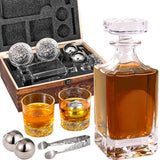 Whiskey Decanter Set with Wooden Box, Lion Whiskey Glasses 10 oz and 25 oz Bourbon Decanter Set with 18/10 Stainless Steel Whiskey Stones, Tongs, Whiskey Gifts for Men Husband Dad Wedding XmanKing