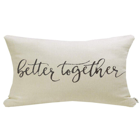 Meekio Farmhouse Pillow Covers with Better Together Quote 12" x 20" Farmhouse Rustic Décor Lumbar Pillow Covers with Saying Housewarming Gifts Family Room Décor Meekio