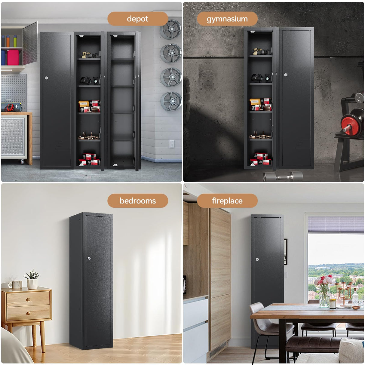 KAER Gun Safe, 59-Inch Tall Gun Cabinet, Home Safe, Large Safe for Home Use, Quick Access, with Drawers and Removable Shelves KAER