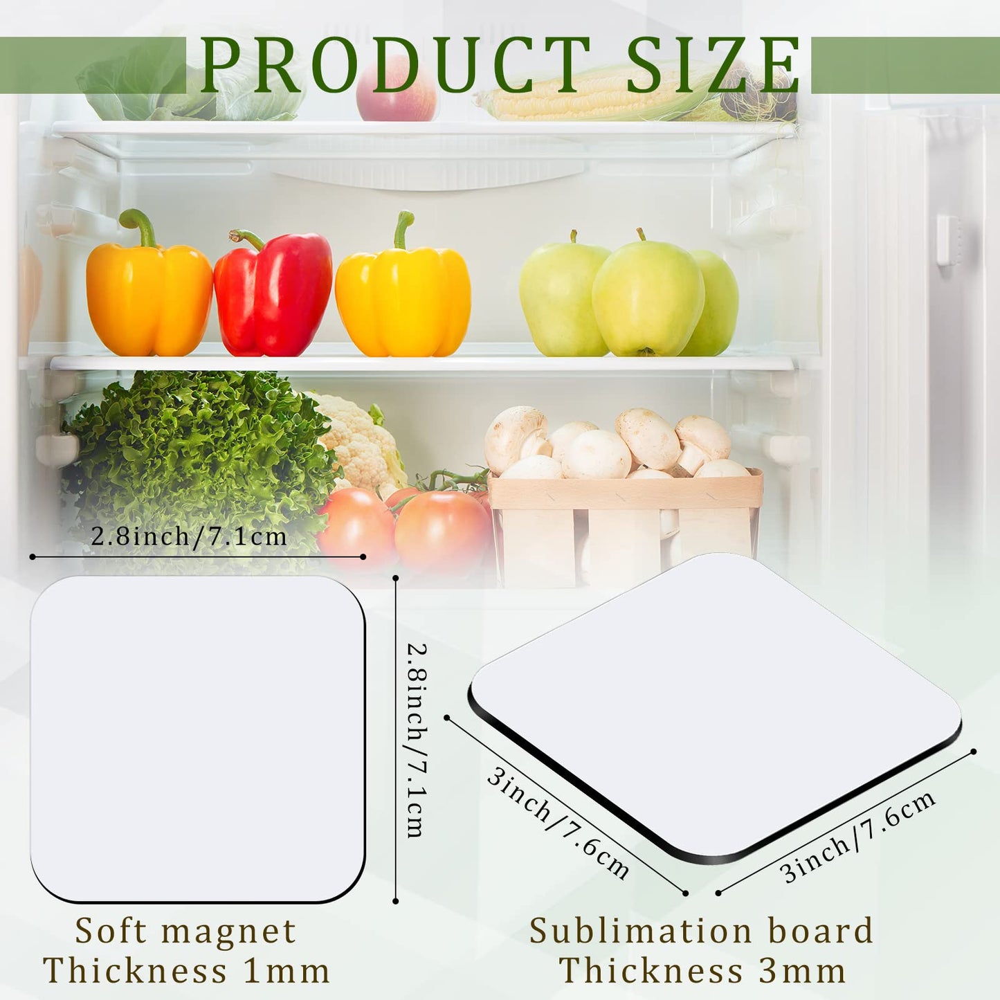 16 Pcs 3 x 3 Inch Sublimation Blank Refrigerator Magnets Sublimation Square Fridge Magnets Sublimation Magnet Blanks MDF Sublimation Blanks DIY Decorative Magnets for Car Home Office Kitchen Wall