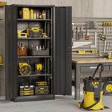 Furniwell Metal Storage Cabinet with 2 Doors & 4 Adjustable Shelves, Lockable Garage Storage Cabinet, Steel Utility File Cabinet for Home, Garage, Black, 71" H x 31.5" W x 15.7" D Furniwell