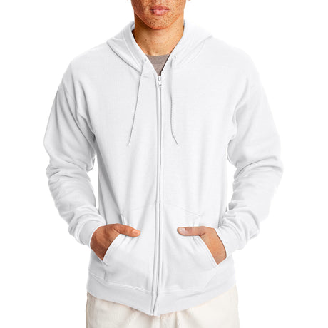 Hanes mens Full-zip Eco-smart Hoodie Hoody, White, Large US Hanes