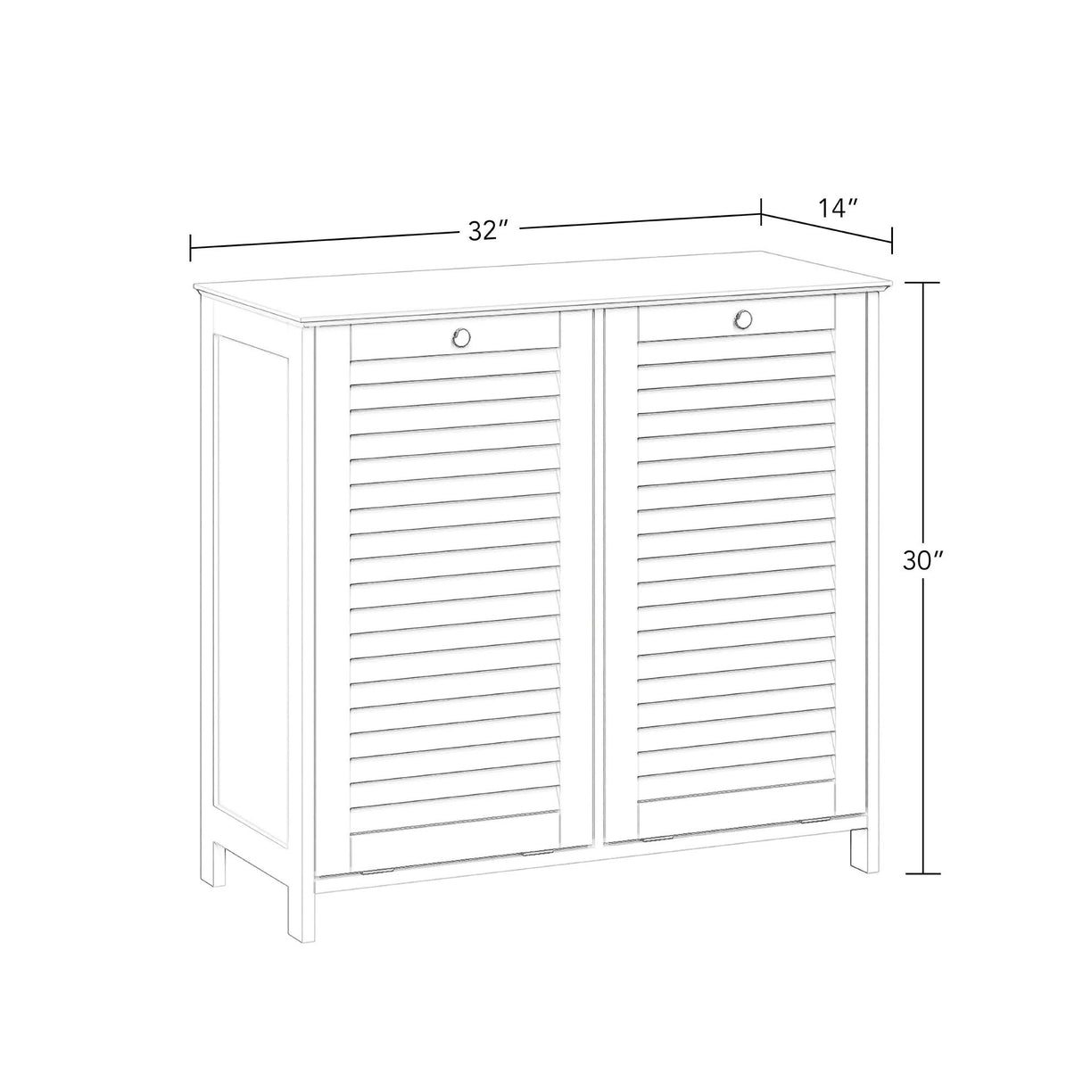 RiverRidge Ellsworth Double Tilt-Out Laundry Hamper Cabinet - Laundry Room Storage Cabinet with Removable Cloth Bag and Shutter Style Doors RiverRidge