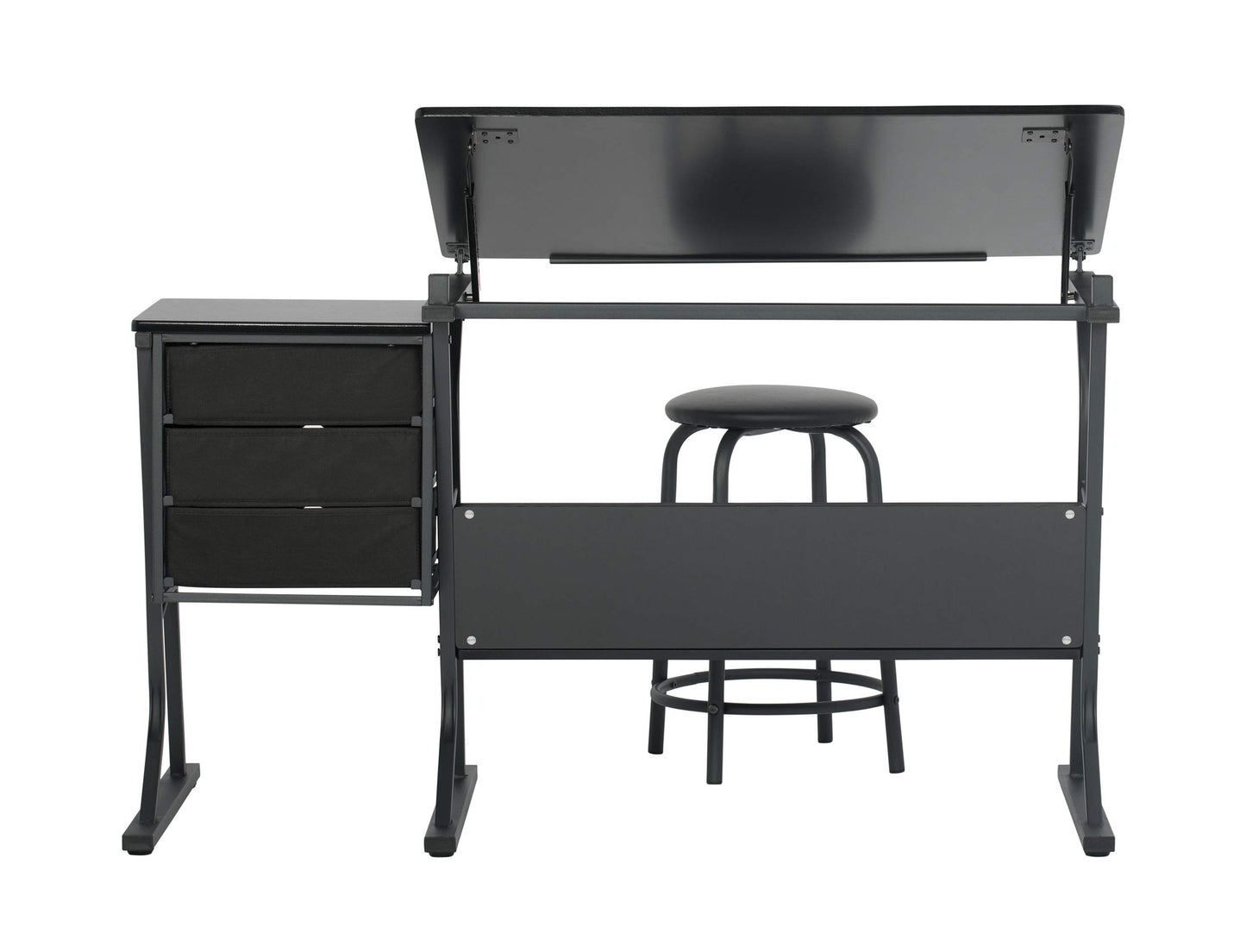 SD Studio Designs 2 Piece Eclipse Ultra Center/Drawing Table with Stool, Angle Adjustable Top, Storage Shelves, and Drawers - WoodArtSupply