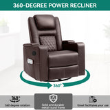 YITAHOME Swivel Rocking Recliner with Massage and Heat, Hidden Arm Storage, Faux Leather Rocker Recliner Chairs with Cup Holders, Comfy Home Theater Seating, Manual Recliner for Living Room, Brown2 YITAHOME