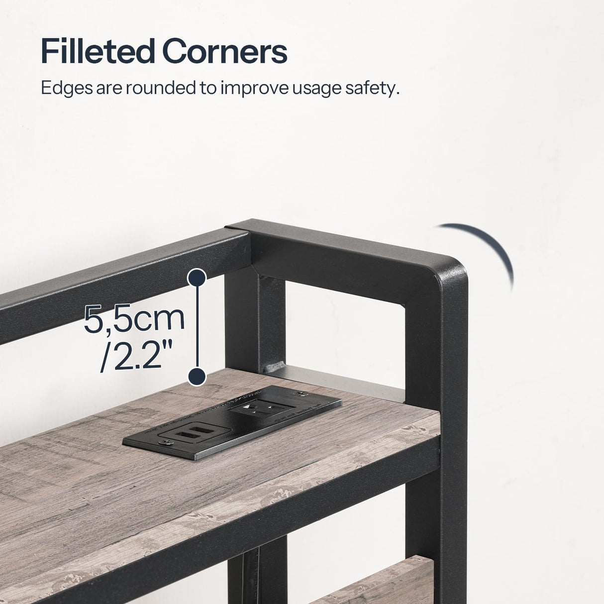 HOOBRO Full Size Headboard, Headboard with 2 Outlets and 4 USB Ports, Adjustable Height, Storage Rack, Sturdy and Stable, Easy Assembly, Greige and Black HOOBRO