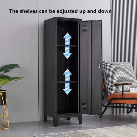 FURSTEL Metal Locker with Doors and Shelves, Locking Storage Cabinets for Small Spaces, Lockers for Employees, Lockable Storage Lockers for Office Garage School Gym FURSTEL