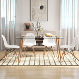 Giantex Dining Table Set for 4, Rectangular Glass Dining Table & 4 White DSW Chairs, 5-Piece Modern Dinette Set for Breakfast Nook, Dining Room, Kitchen, Living Room, White Giantex
