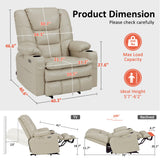 MCombo Oversized Triple Motor Power Lift Recliner Chair with Massage and Dual Heating, Adjustable Headrest for Big and Tall Elderly People, Faux Leather R7635 (Beige, Large-Oversize) MCombo