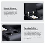 EBELLO Faux Leather L-Shaped Reclining Sectional Sofa Couch, Manual Recliner Sofa, with Cup Holders, Storage Space, a Convertible Backrest 5 Seats Home Furniture Set for Living Room, Black EBELLO