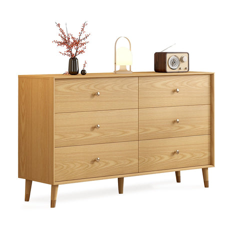Messenya 6 drawer dresser for bedroom furniture.wood dressers & chests of drawers.Beveled Edge design, hand-polished.bedroom storage and dresser organizer for Living Room, Hallway (D-203) Messenya