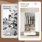 ZAOUS Metal Armoire Wardrobe Closet,72" Tall Wardrobe Cabinet with Drawer,2 Doors Armoire Storage Closet with Adjustable Shelves and Hanging Rod for Bedroom,White ZAOUS